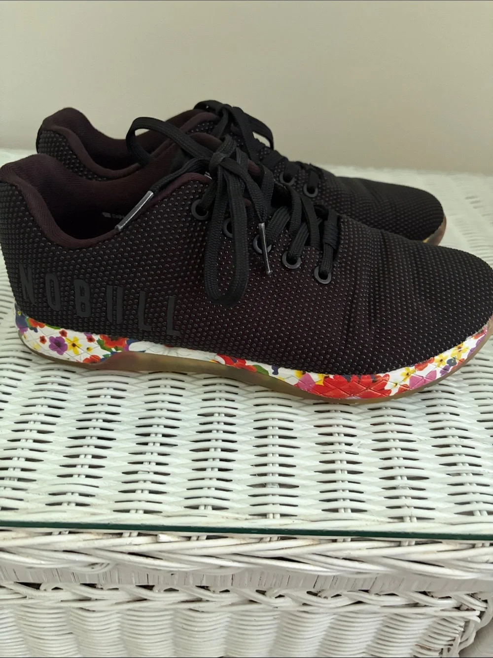 NOBULL Black womens Sneakers with Multicolor Floral Laces - Picture 4 of 9